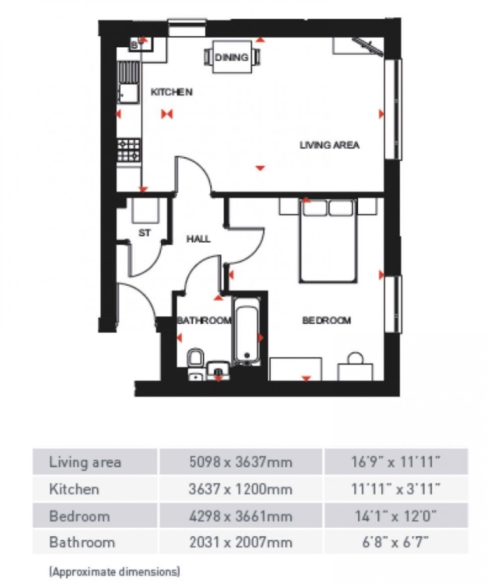 Floorplan for 5 Kier House, 255 Sherlock Street, Birmingham, Warwickshire, B5 7EL, UK